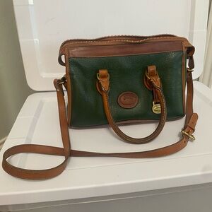 Dooney & Bourke forest Green and tan Leather Crossbody Shoulder Bag